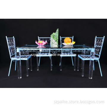 Lucite Dining Table with Metal Frame (CT902)